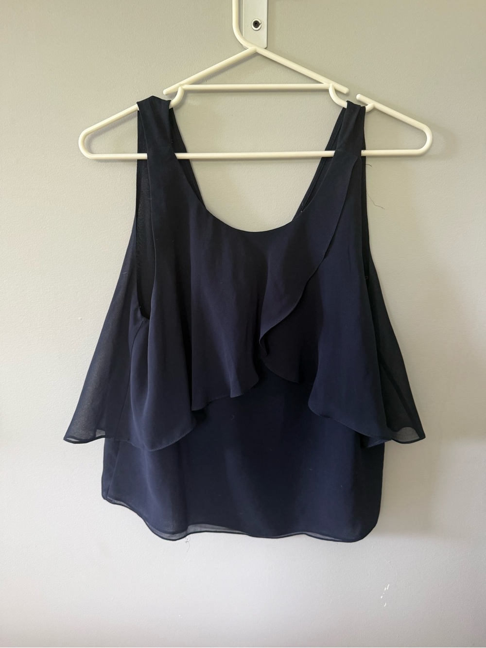 Zara Navy Ruffle Chiffon Camisole